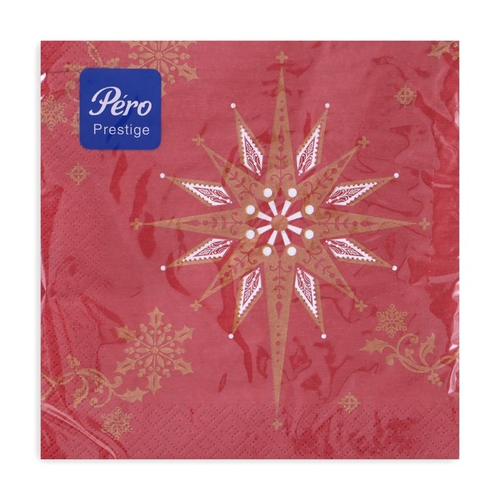 Новогодние салфетки бумажные Pero Prestige «Рождественская звезда», 3 слоя, 33х33 см, 20 шт