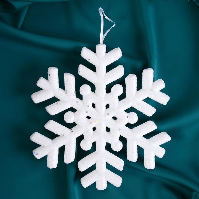 Украшение ёлочное Украшение ёлочное "Снежинка белый с блёстками" d-20 см, белый