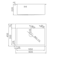 Мойка кухонная AFLORN AF96045F, врезная, S=3,0 и 0,8 мм, 60х45х20 см, сифон, графит