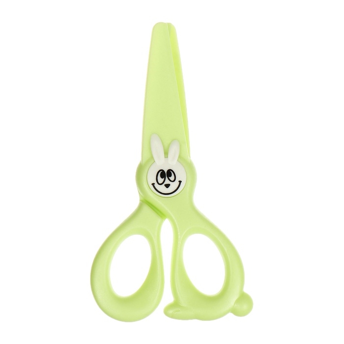 Ножницы 11,8см пластиковые ручки, закругленные концы лезвий, Зайчик зеленый CALLIGRATA Ножницы 11,8см пластиковые ручки, закругленные концы лезвий, Зайчик зеленый CALLIGRATA
