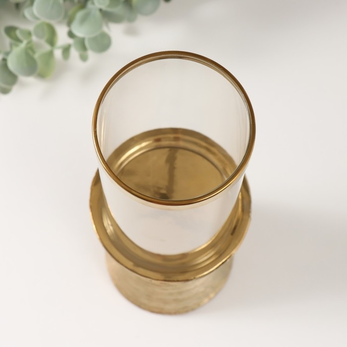 Подсвечник керамика, стекло на 1 свечу Подсвечник керамика, стекло на 1 свечу "Пустыня" d=8 см золото 9,5х9,5х27 см