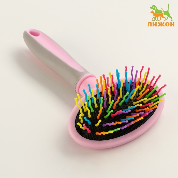 Пуходерка пластиковая мягкая с волнистыми зубьями, средняя, 9,5 х 16,5 см, розовая Пуходерка пластиковая мягкая с волнистыми зубьями, средняя, 9,5 х 16,5 см, розовая