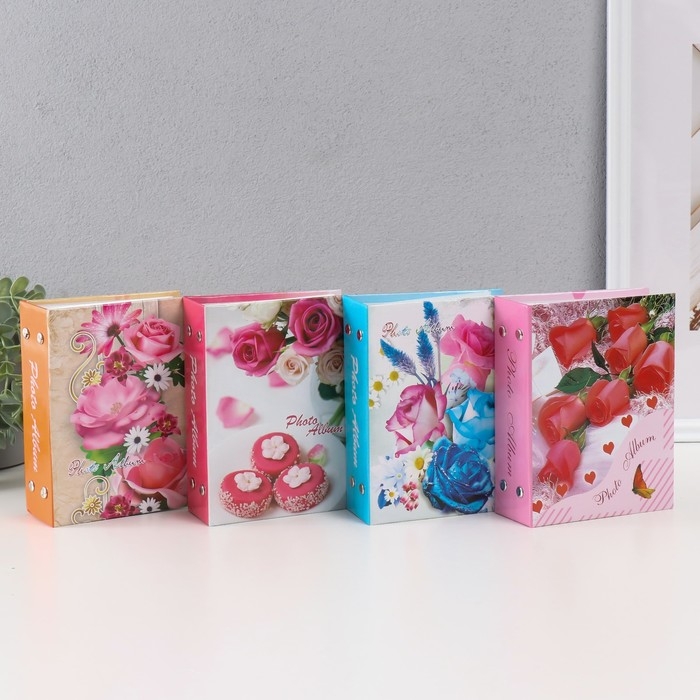 Фотоальбом на 100 фото 10х15 см Фотоальбом на 100 фото 10х15 см "Цветы" МИКС 16,5х12х5 см