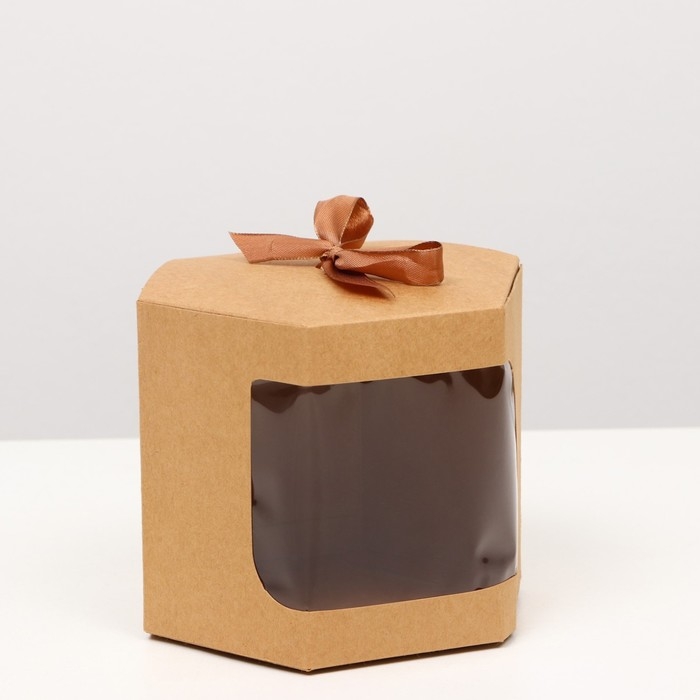 Коробка шестигранная, с окном, крафтвая, 13 х 13 х 13,5 см Коробка шестигранная, с окном, крафтвая, 13 х 13 х 13,5 см