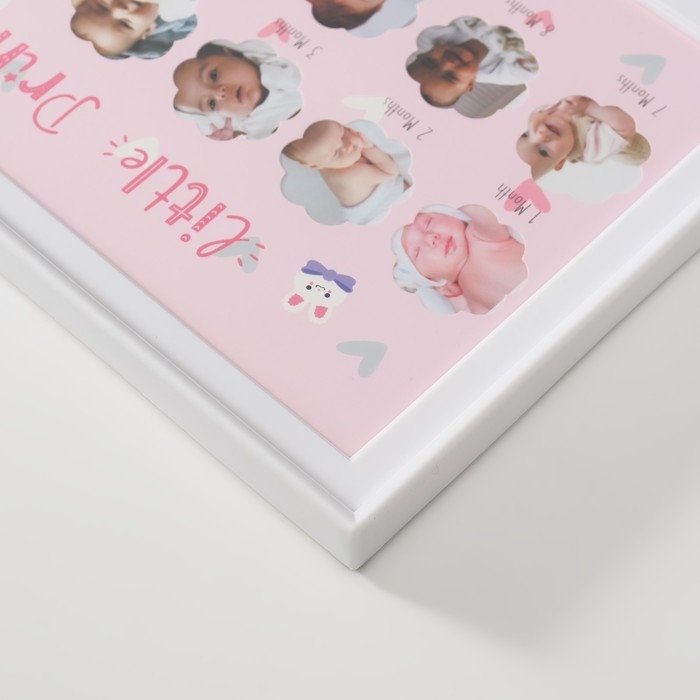 Фоторамка на 12 фото 3х3 см с штемп.подушкой "Маленькая принцесса" белая 2х38х20 см