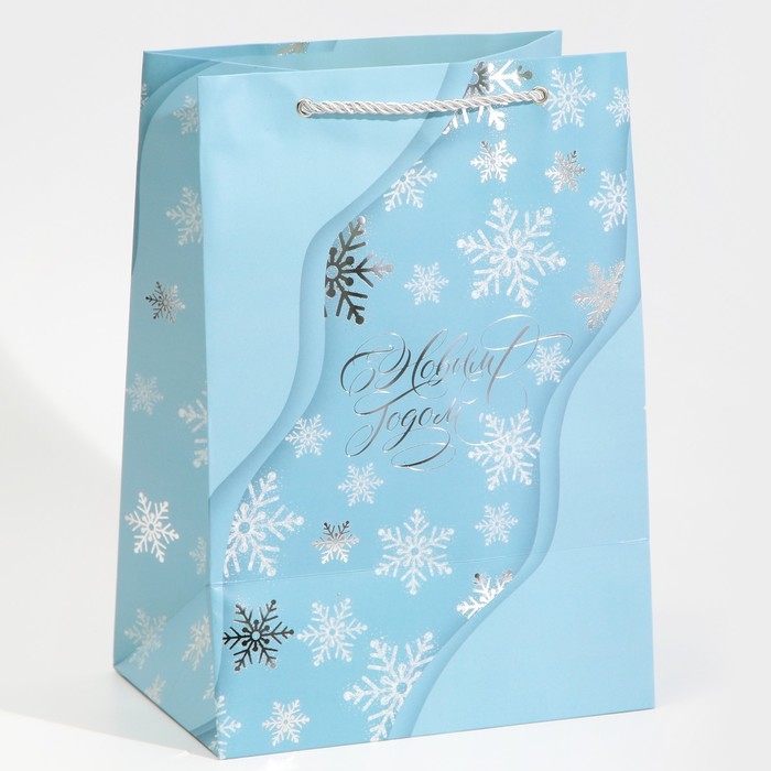 Пакет подарочный новогодний ламинированный «Лёд», 21 х 30 х 15 см, Новый год Пакет подарочный новогодний ламинированный «Лёд», 21 х 30 х 15 см, Новый год