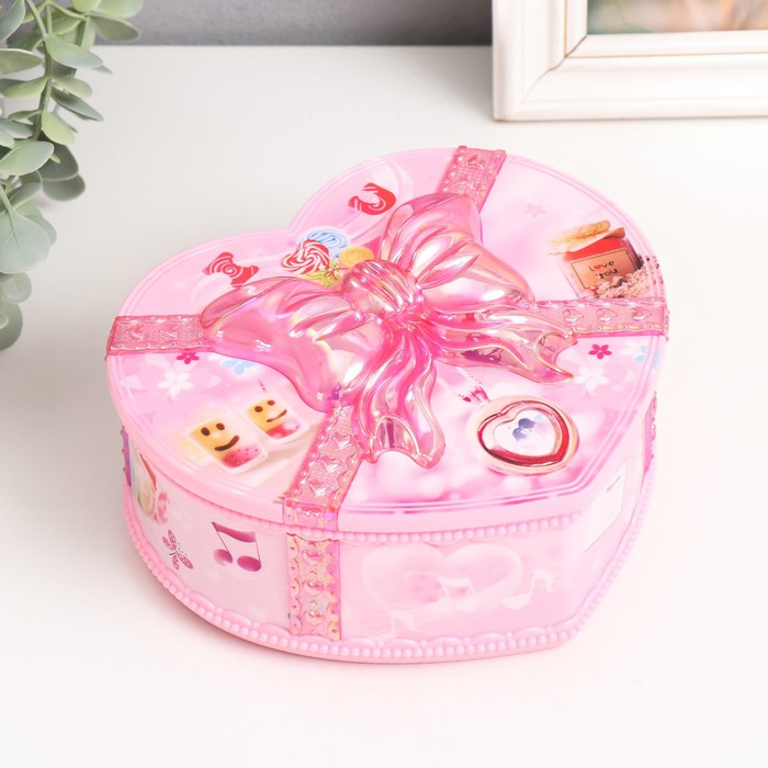 Шкатулка музыкальная механическая Шкатулка музыкальная механическая "Сердце в банте" 16х18х7,5 см МИКС