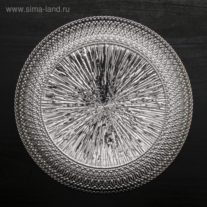 Тарелка стеклянная подстановочная «Морион», d=27 см, цвет чёрно-розовый с серебром