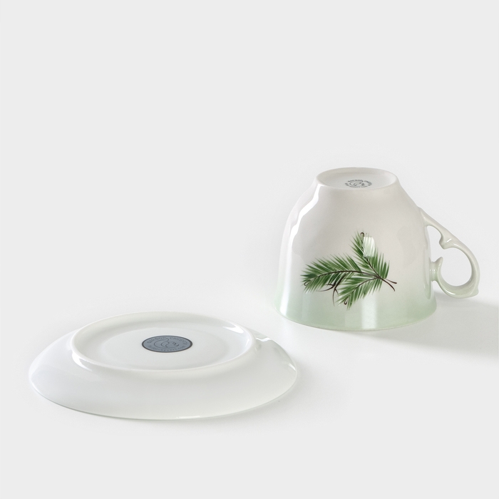 Чайная пара фарфоровая «Кедровая ветка», 350 мл Чайная пара фарфоровая «Кедровая ветка», 350 мл