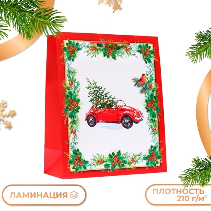 Новый год. Пакет подарочный Новый год. Пакет подарочный "Машина", 26 х 32 х 12 см.