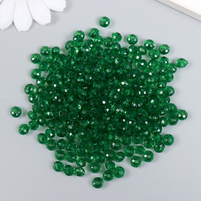 Бусины для творчества пластик "Кристалл с гранями тёмно-зелёный" набор 20 гр 0,4х0,6х0,6 см   513176