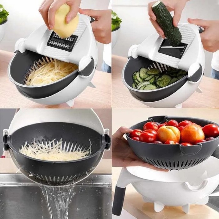 Многофункциональная овощерезка «Маджестик», со сливной корзиной, 22,3×13,5×22,5 см, цвет бело-серый Многофункциональная овощерезка «Маджестик», со сливной корзиной, 22,3×13,5×22,5 см, цвет бело-серый