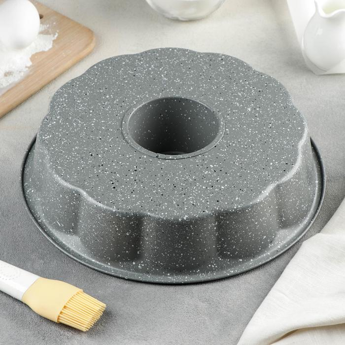 Форма для выпечки &laquo;Элин Мрамор. Немецкий кекс&raquo;, 2,5 л, d=29 см, антипригарное покрытие, цвет серый