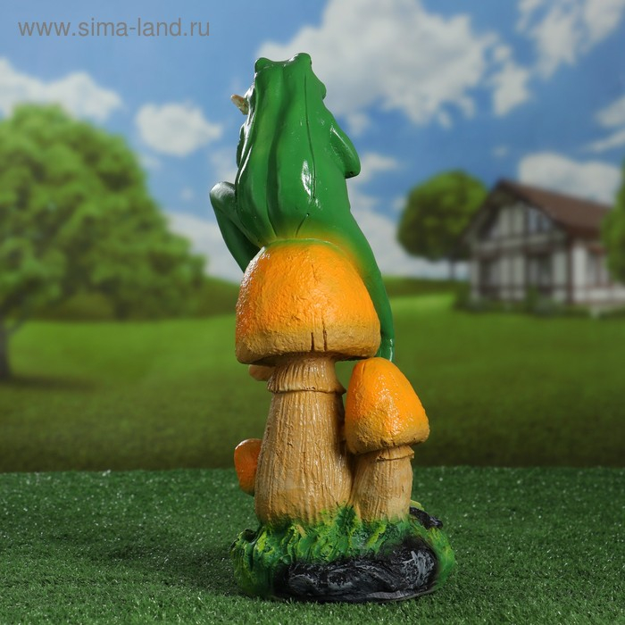 Садовая фигура  Садовая фигура "Лягушка с бабочкой" 14х14х39см