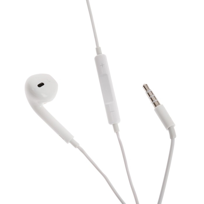 Наушники проводные, вкладыши, микрофон, белые Наушники проводные, вкладыши, микрофон, белые