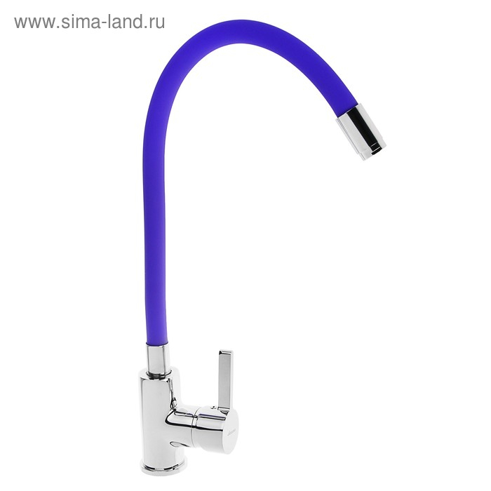 Смеситель для кухни Accoona A9890S, однорычажный, с силиконовым изливом, фиолетовый/хром Смеситель для кухни Accoona A9890S, однорычажный, с силиконовым изливом, фиолетовый/хром