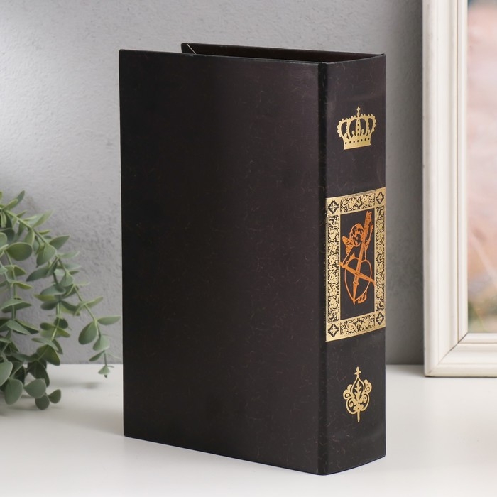 Сейф-книга дерево кожзам  Сейф-книга дерево кожзам "Корабль и шторм" 27х18х7 см