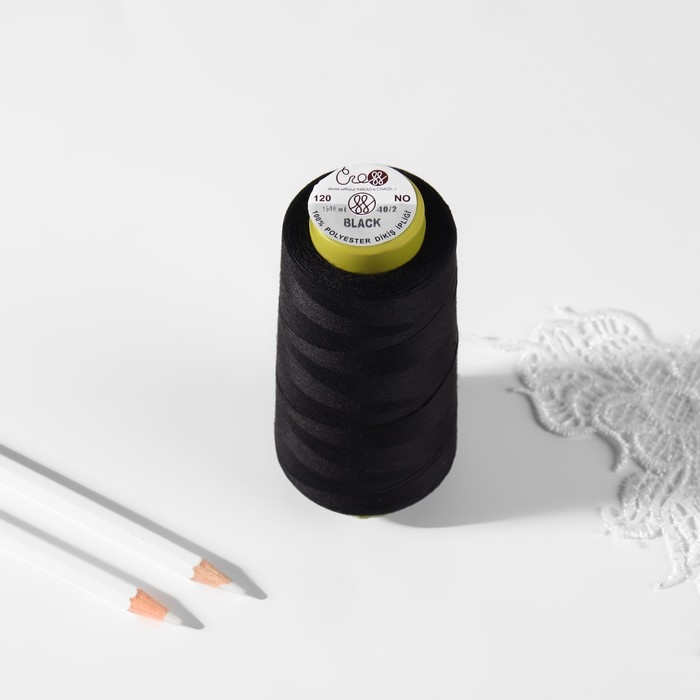 Нитки 40/2, 1500 м, цвет чёрный Нитки 40/2, 1500 м, цвет чёрный
