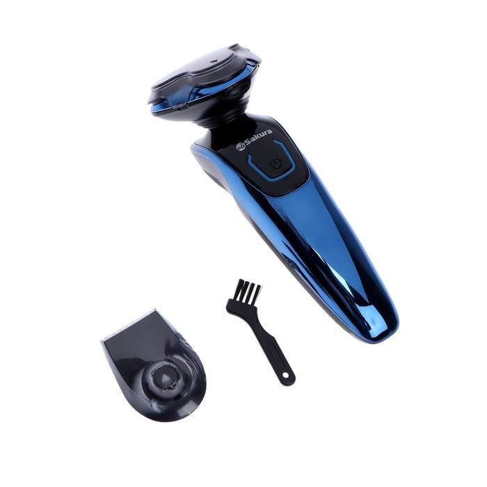 Электробритва Sakura SA-5420BL,3 Вт, роторная, 3 головки, сухое/влажное бритьё, триммер, АКБ Электробритва Sakura SA-5420BL,3 Вт, роторная, 3 головки, сухое/влажное бритьё, триммер, АКБ