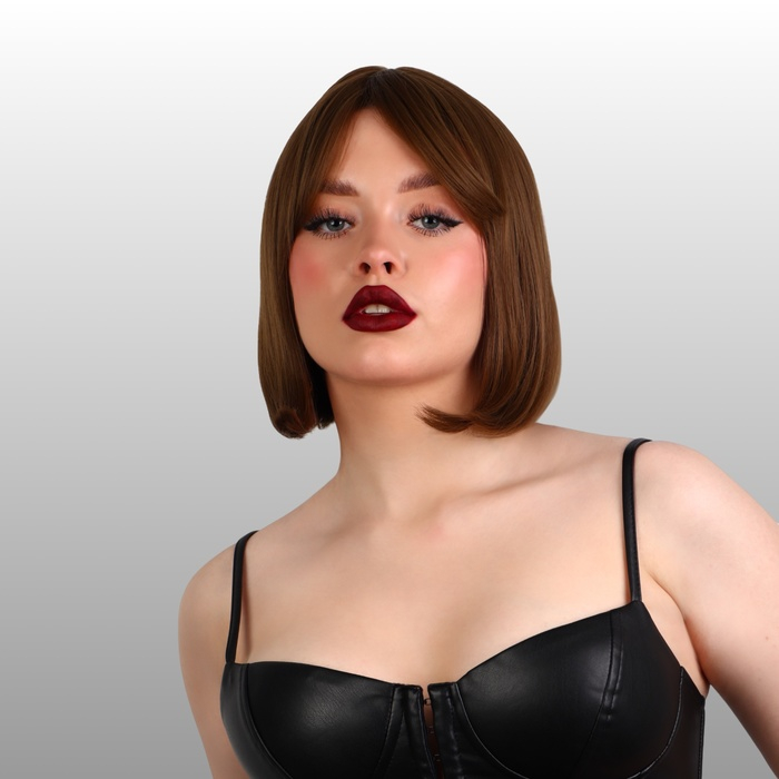 Парик искусственный, с чёлкой, имитация кожи, 30 см, цвет русый Парик искусственный, с чёлкой, имитация кожи, 30 см, цвет русый