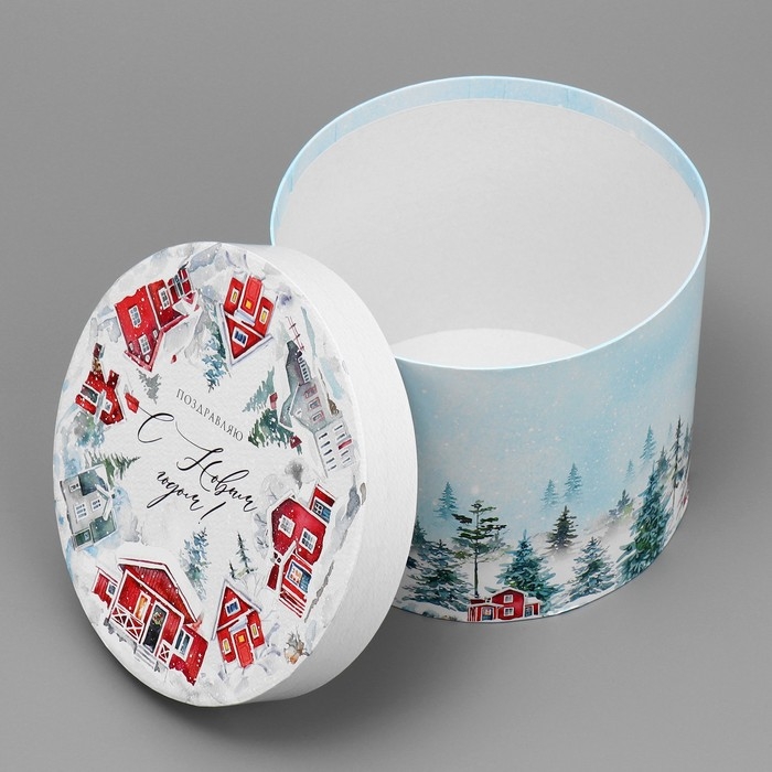 Коробка подарочная круглая «Поздравляю», 15 х 18 см, Новый год Коробка подарочная круглая «Поздравляю», 15 х 18 см, Новый год