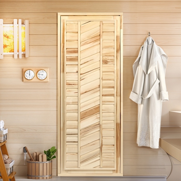 Дверь для бани и сауны, размер коробки 180х70 см, универсальная, липа Дверь для бани и сауны, размер коробки 180х70 см, универсальная, липа