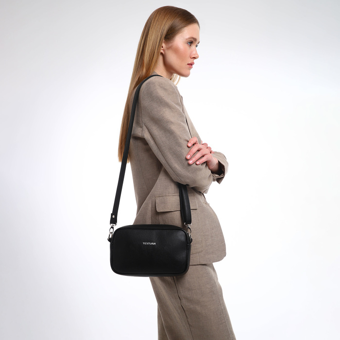 Сумка женская через плечо TEXTURA, маленький размер, цвет чёрный Сумка женская через плечо TEXTURA, маленький размер, цвет чёрный