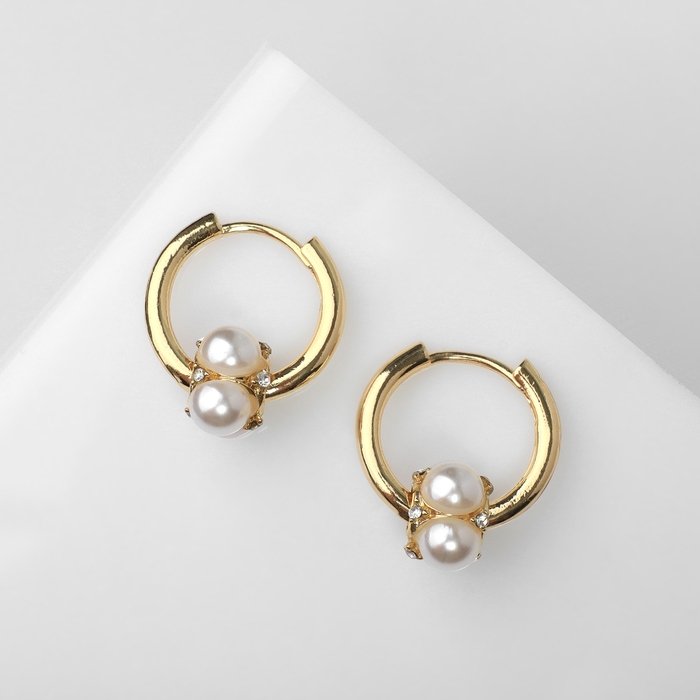 Серьги с жемчугом «Бусина» миниатюрность, цвет золото Серьги с жемчугом «Бусина» миниатюрность, цвет золото