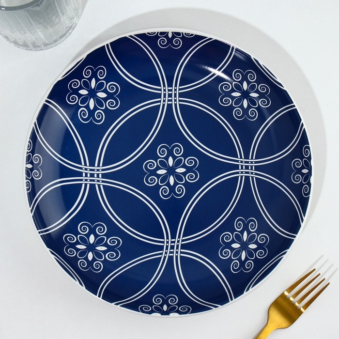 Тарелка керамическая «Марокко», 22.5 см, цвет синий
