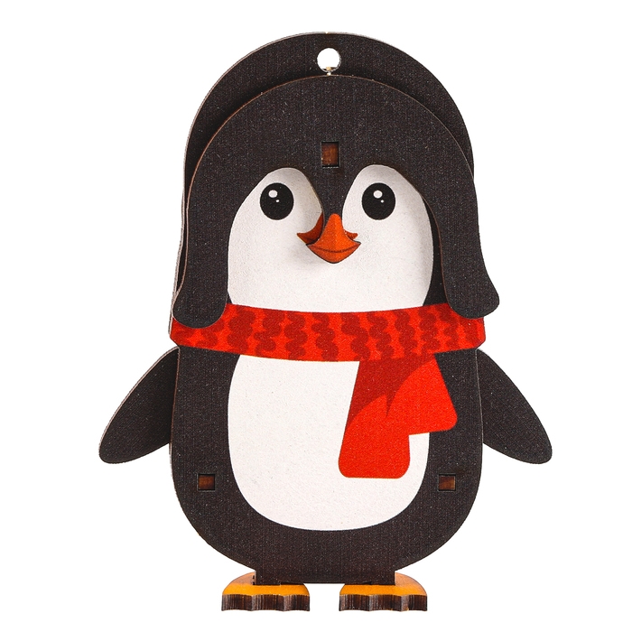 Ёлочная игрушка - подвеска деревянная сборная «Новый год! Пингвин» Ёлочная игрушка - подвеска деревянная сборная «Новый год! Пингвин»