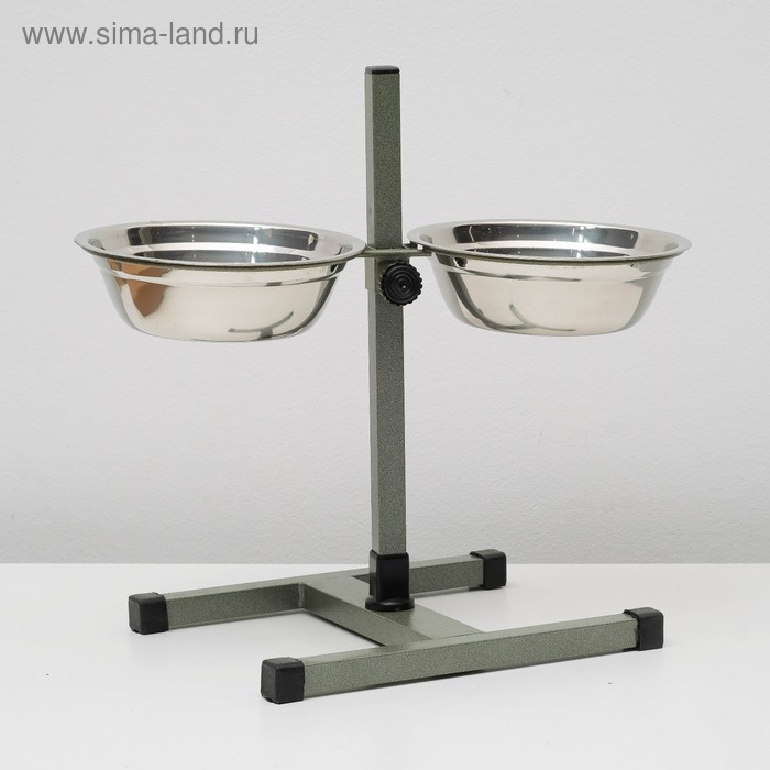 Подставка с мисками, 2 х 1 л, высота 40 см, разборная, зелёная Подставка с мисками, 2 х 1 л, высота 40 см, разборная, зелёная