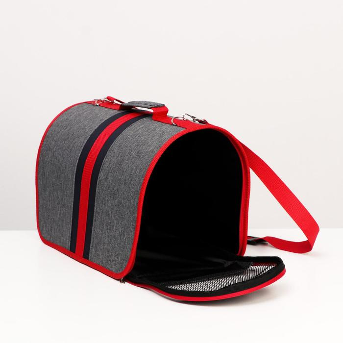 Сумка - переноска для животных, каркасная, складная, 40 х 25 х 26 см, красно-серая Сумка - переноска для животных, каркасная, складная, 40 х 25 х 26 см, красно-серая