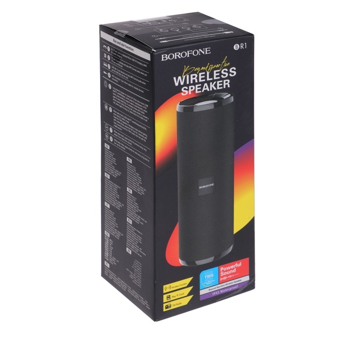 Портативная колонка Borofone BR1 Beyond, 5 Вт, BT5.0, AUX, microSD, USB, 1200 мАч, чёрная Портативная колонка Borofone BR1 Beyond, 5 Вт, BT5.0, AUX, microSD, USB, 1200 мАч, чёрная
