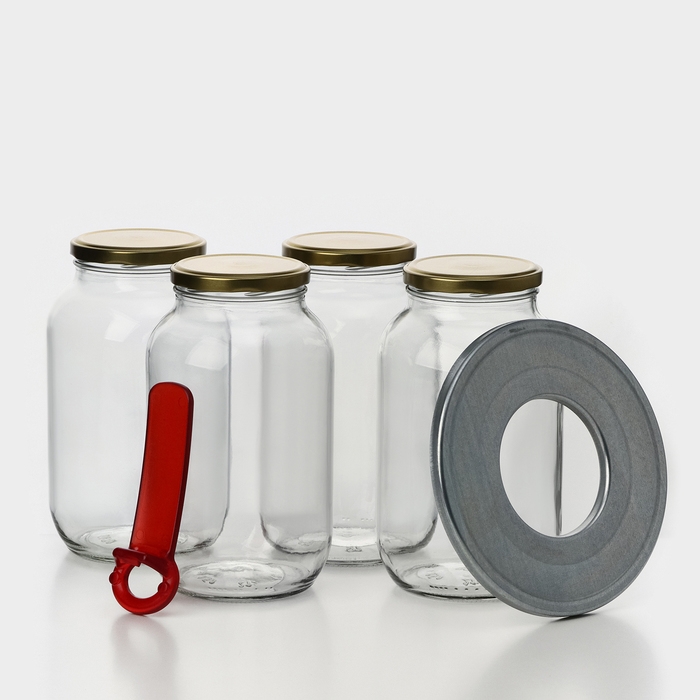 Набор для консервирования, банки с золотистой крышкой и этикеткой, ТО-82 мм, 1,5 л, стерилизатор, открывашка Набор для консервирования, банки с золотистой крышкой и этикеткой, ТО-82 мм, 1,5 л, стерилизатор, открывашка