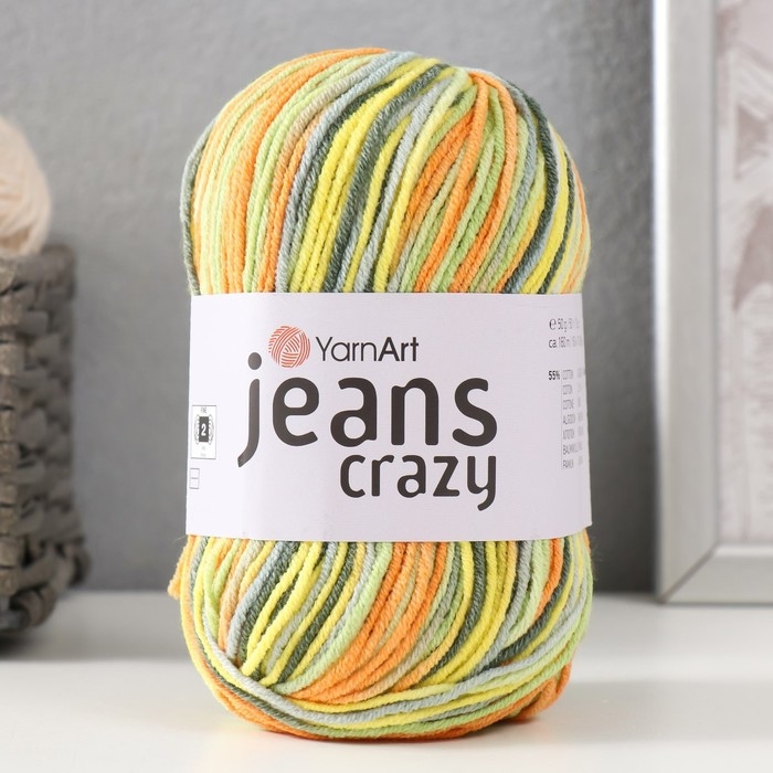 Пряжа Пряжа "Jeans crazy" 55% хлопок, 45% акрил 160м/50гр (7201 принт)