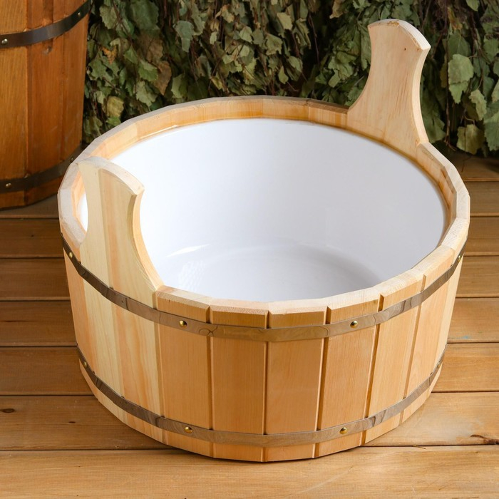 Шайка кедровая, 15 л, пластиковая вставка Шайка кедровая, 15 л, пластиковая вставка