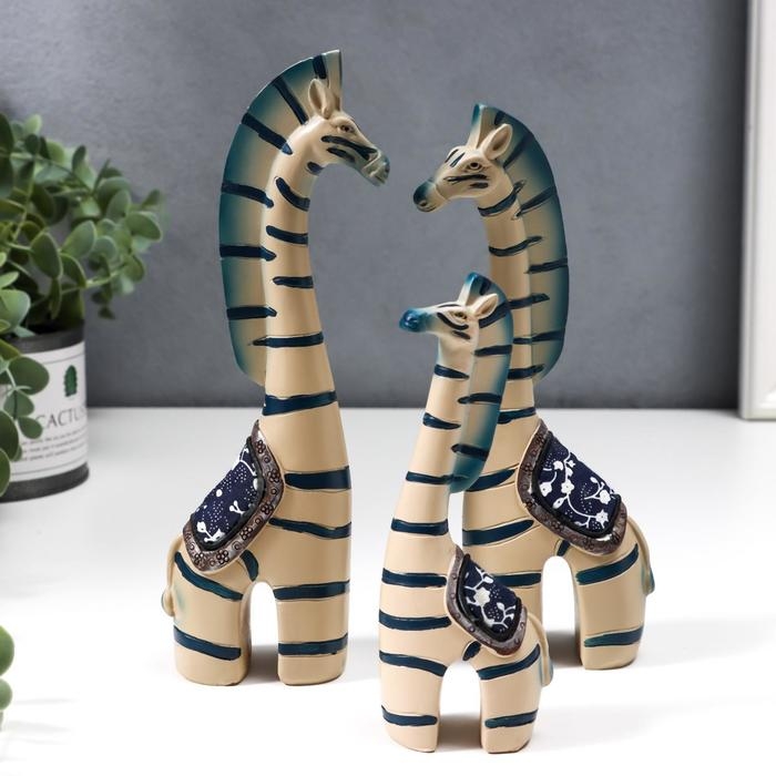Сувенир полистоун  Сувенир полистоун "Семейство зебр" набор 3 шт 14,3х5х2,8, 18,5х6х3,5, 20,3х6х3,5 см