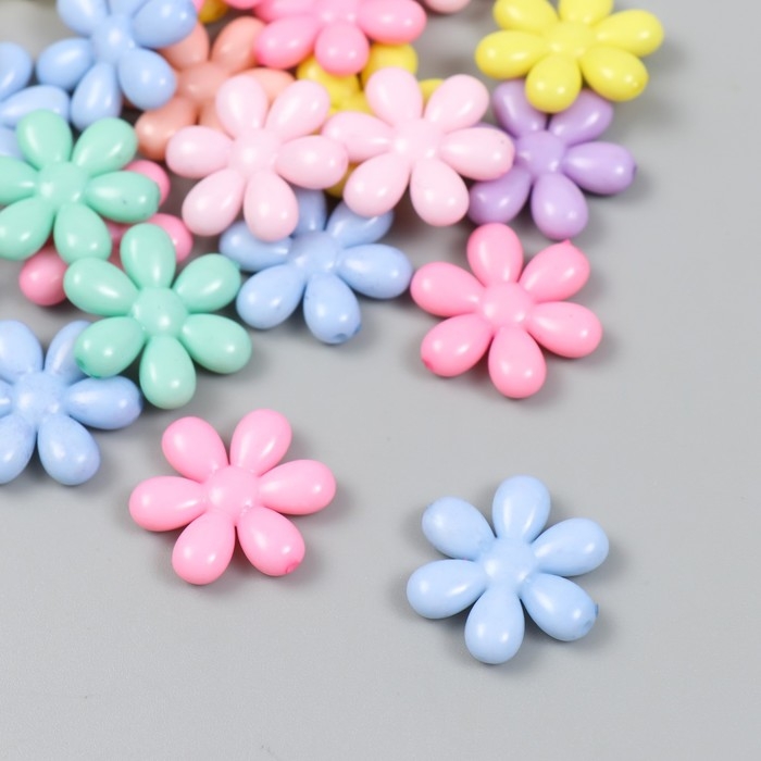Декор для творчества пластик Декор для творчества пластик "Цветочки" цветные набор 25 шт 0,4х2,3х2,3 см