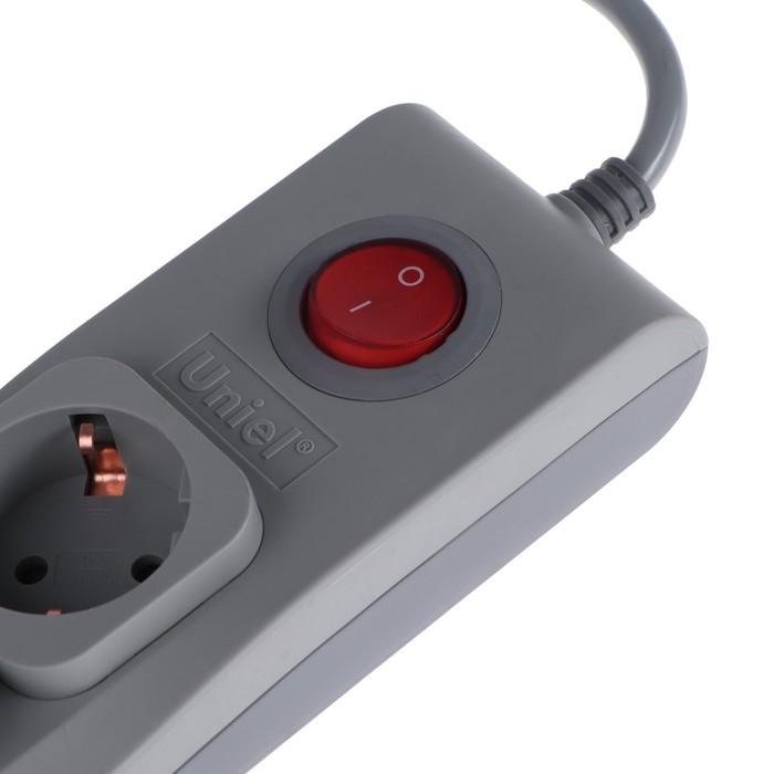 Сетевой фильтр Uniel Lux, 4 розетки, USB 2.1 А, 3 м, 10 А, 2500 Вт, ПВС 3х0.75, с з/к, серый Сетевой фильтр Uniel Lux, 4 розетки, USB 2.1 А, 3 м, 10 А, 2500 Вт, ПВС 3х0.75, с з/к, серый
