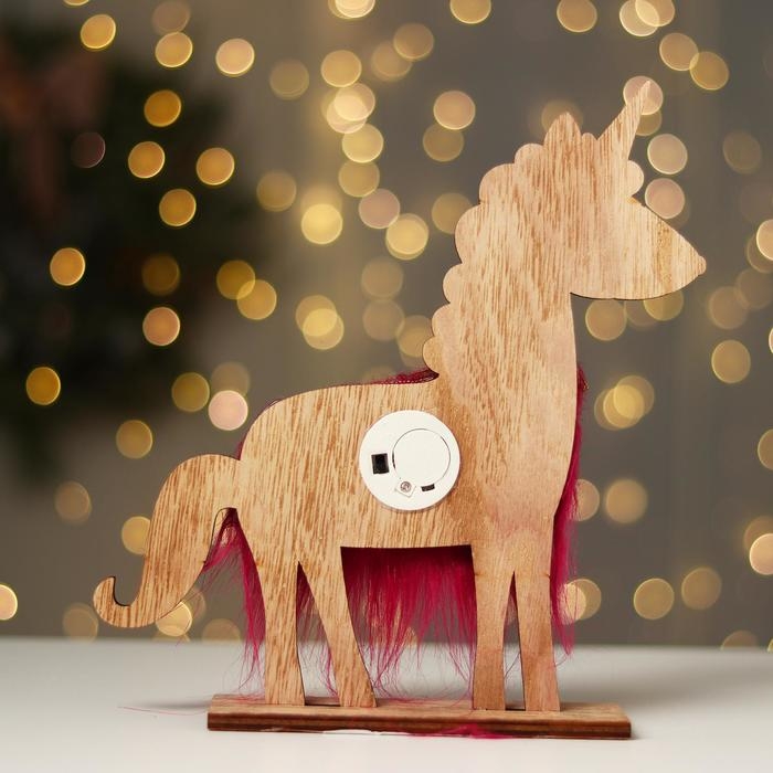 Новогодний декор с подсветкой «Единорог с колокольчиком» 21.5×5×23 см, красный Новогодний декор с подсветкой «Единорог с колокольчиком» 21.5×5×23 см, красный