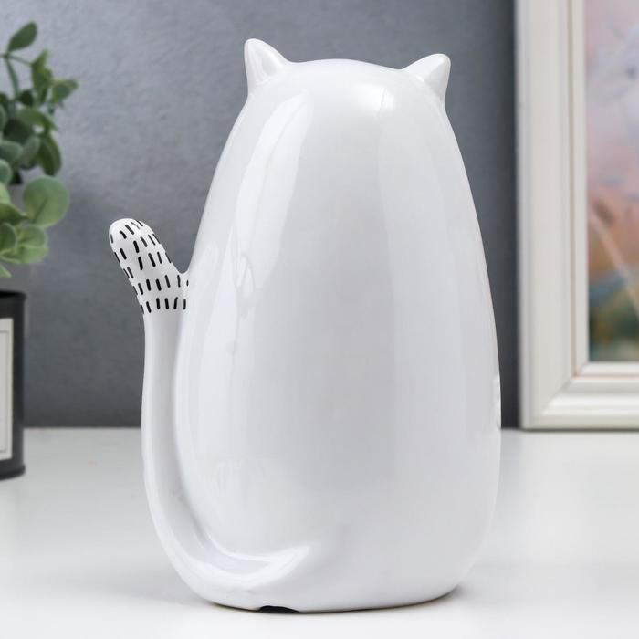 Сувенир керамика Сувенир керамика "Котик в очках" бело-чёрный с золотом 18,2х9,5х11,8 см