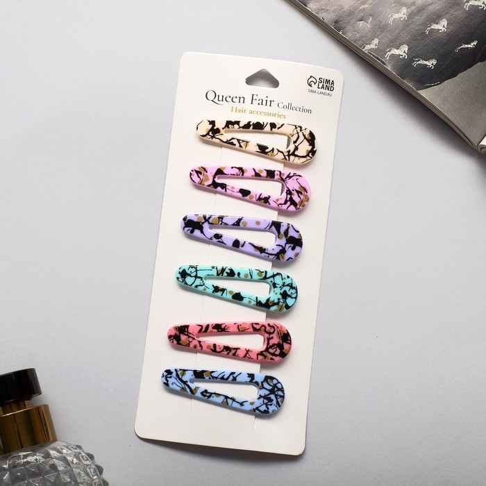 Невидимка для волос  Невидимка для волос "Беатрис" (набор 6 шт) брызги, 5 см