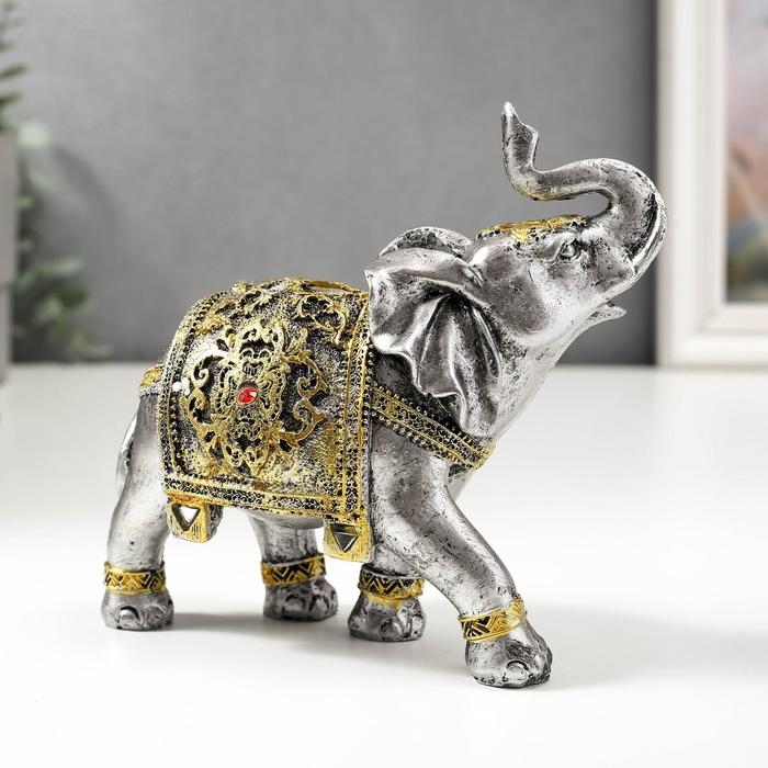 Сувенир полистоун Сувенир полистоун "Слон в золотой попоне с рубином" 14,7х15х6 см
