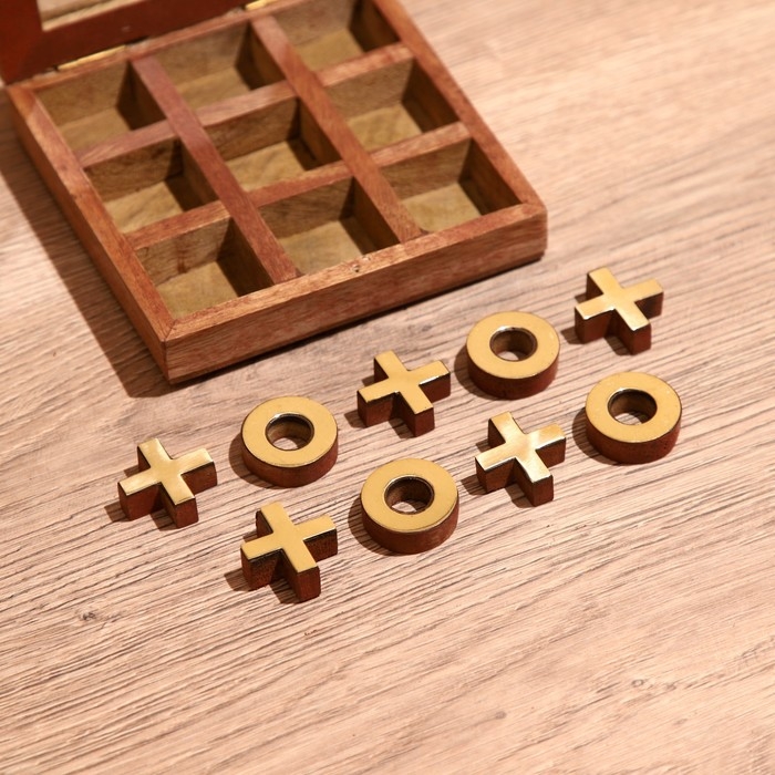 Игра настольная  Игра настольная "Крестики-нолики" 13х13 см, манговое дерево, латунь