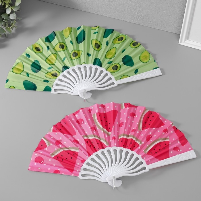 Веер пластик, текстиль  Веер пластик, текстиль "Летнее настроение" МИКС 23 см