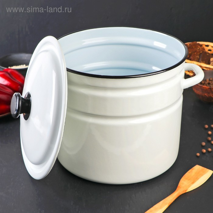 Кастрюля эмалированная цилиндрическая, 10 л, без деколи, цвет белый Кастрюля эмалированная цилиндрическая, 10 л, без деколи, цвет белый