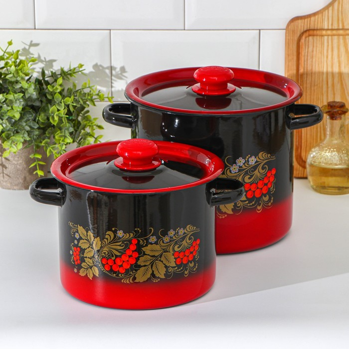 Набор кастрюль «Рябинка», 2 предмета: 3,5 л, 5,5 л, индукция Набор кастрюль «Рябинка», 2 предмета: 3,5 л, 5,5 л, индукция