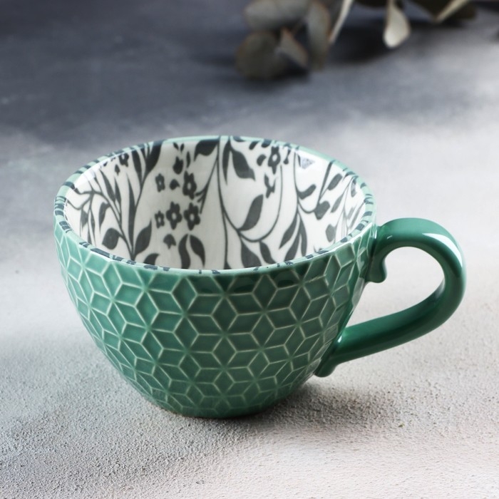 Кружка керамическая «Листья», 290 мл, цвет зелёный Кружка керамическая «Листья», 290 мл, цвет зелёный