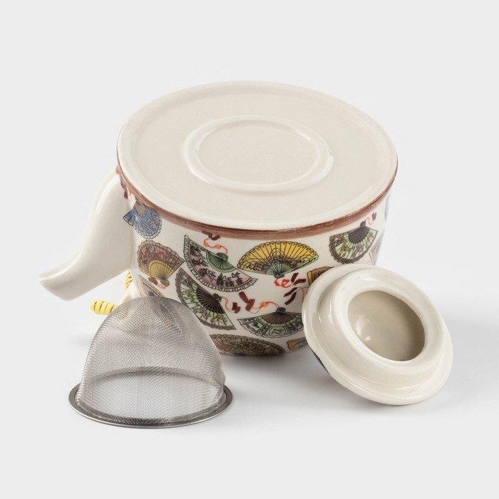 Чайник керамический заварочный с металлическим ситом «Веера», 900 мл Чайник керамический заварочный с металлическим ситом «Веера», 900 мл