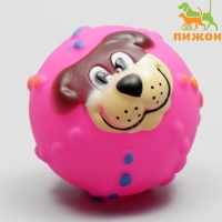 Игрушка пищащая "Мяч Джим"для собак, 6 см, розовая